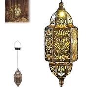 Specialityi Moroccan Solar Lights Outdoor, Waterproof Hanging Lanterns with Geometric Patterns, IPX44 Metal LED Lanterns for Patio, Garden, Yard, Pathway Decor (Rectangular)