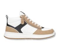 SpecialKids.Company Billy Adaptive Footwear for Women, DZ High Top, PU, AFO Friendly FlipTop Wraparound Zipper & Laces, White-Tan-Black, UK5.5 Wide