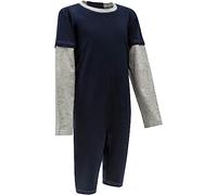 SpecialKids.Company Kaycey Zip back Long Sleeve Short Leg Jumpsuit For Boys And Girls, Adaptive Clothing for Adults & Big Kids with Special Needs, Soft Cotton, Navy Body-Grey Trim, XXL