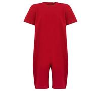 SpecialKids.Company Kaycey Zip back Short Sleeve Short Leg Knee Length Jumpsuit, Adaptive Clothing for Adults & Big Kids with Special Needs, Soft Cotton, Red,Large