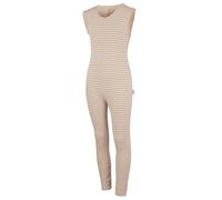 SpecialKids.Company Scratch Sleeves Button Back Ankle Length Footless Dungarees, Soft Woven Cotton, Cappuccino Stripe, Age 5-6