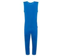 SpecialKids.Company Scratch Sleeves Button Back Ankle Length Footless Dungarees, Soft Woven Cotton, Kingfisher Blue, Age 12-13