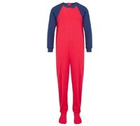 SpecialKids.Company Seenin Zipback Footed Onesie Zip Up Sleepsuit Pyjamas, Easy To Wear Back Opening Sleepwear, Footed, Red-Navy, Age 7-8
