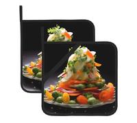 Specialty Vegetable Salad Printed Square Heat-Proof Pot Holders (Set of Two) 8x8 in : Quality Fabrics, Anti-Scalding and Easy to Clean