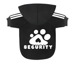 SPECIFICATION: Material：Polyester Fabric, Cotton Color：Black, Grey, Pink Suitable for: Small, Medium, Large Dogs and Cats.Such as Dachshund, Schnauzer, Pomeranian, Yorkshire, Teddy, Pugs, Chihuahua, Beagle,Bulldog etc. SIZE INFORMATION: SIZE XS: Neck Girth: 37cm/14.54'; Chest Girth: 33cm/12.97'; Back Length: 20cm/7.86'. SIZE S: Neck Girth: 39cm/15.33'; Chest Girth: 37cm/14.54'; Back Length: 24cm/9.43'. SIZE M: Neck Girth: 31cm/12.18'; Chest Girth: 41cm/16.11'; Back Length: 29cm/11.40'. SIZE L: Neck Girth: 33cm/12.97'; Chest Girth: 47cm/18.47'; Back Length: 32cm/12.58'. SIZE XL: Neck Girth: 37cm/14.54'; Chest Girth: 51cm/20.04'; Back Length: 36cm/14.15'. SIZE 2XL: Neck Girth: 41cm/16.11'; Chest Girth: 59cm/23.19'; Back Length: 40cm/15.72'. SIZE 3XL: Neck Girth: 51cm/20.04'; Chest Girth: 67cm/26.33'; Back Length: 52cm/20.44'. ATTENTION 1.Please allow 2-3cm error due to manual measurement. 2.Since different manufacturers have different size standards, and different dogs have different body shapes, please measure your pet's Front Length,Collar and refer to size information before buying to avoid dog coats that are not suitable for your dog. 3.If your pet is growing or its hair is very long,it is recommended to buy a larger size. 4.The size of the bust of the dog + the amount of extra space that should be placed = the size of the bust of the clothes.The bust of thin clothes should be 3-5cm/1-2inch larger than the bust of dogs, and the bust of thick winter clothes can be 5-7cm/2-3inch (large dogs should have more allowance than small dogs). PACKAGE INCLUDE 1 Autumn Winter Security Dog Hoodie