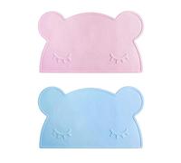 Specifications: 2Pcs Kids Place Mats Silicone Bear Shape Table Place Mats 46.5 x 27.5CM Heat Resistant Non-Stick Baby Feeding Plate for Toddlers, Kids, Infant(Pink, Blue)