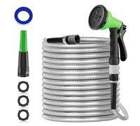 SPECILITE 100ft 304 Stainless Steel Garden Hose, Heavy Duty Metal Hose Pipe | 30m Hosepipe, No Kink/Tangle/Puncture, Flexible Metal Water Hose with 2 Nozzles, for Outdoor Washing