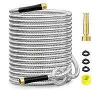 SPECILITE 50ft 304 Stainless Steel Metal Garden Hose with Rubber Grip