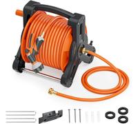 SPECILITE Portable Garden Hose Reel with 75ft Rubber Water Pipe+6.5ft, Wall Mount Lightweight Winder Combo with Nozzle for Outside, Yard, Patio