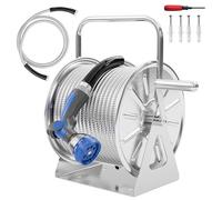 SPECILITE Stainless Steel Garden Hose Reel with 3/8" 100FT Hose and 6.2FT Leader Pipe, Wall/Floor Mounted Metal Spool with Crank Handle, for Outside, Yard, Patio