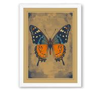 Specimen Butterfly Vintage Framed Wall Art Print A2 (59.4×42cm) White, Wall Decor for Living Room, Bedroom, Office & Home, Ready to Hang, Art Gift