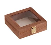 Specimen Display Box, Wooden Keepsake Storage Organizer, Multi-purpose Cash and Jewelry Display Case, Clear Lid for Home or Shop Countertop Displays (Wood + Acrylic)