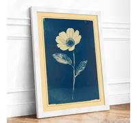 Specimen Study in Blue Botanical Framed Wall Art Print A2 (59.4×42cm) White, Wall Decor for Living Room, Bedroom, Office & Home, Ready to Hang, Art Gift