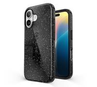 Speck CandyShell Grip Case iPhone 16 - Slim MagSafe Case for Women and Men - Black Glitter/Steel Black