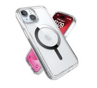 Speck Clear iPhone 15 Case - Slim, Built for MagSafe, Drop Protection - for iPhone 15, iPhone 14 & iPhone 13 - Scratch Resistant, Anti-Yellowing, 6.1 Inch Phone Case - GemShell Clear/Chrome