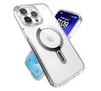 Speck Clear iPhone 15 Pro Max Case - ClickLock No-Slip Interlock, Built for MagSafe, Drop Protection - Scratch Resistant, Anti-Yellowing, 6.7 Inch Phone Case - Presidio Clear/Chrome