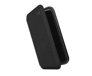 Speck iPhone 11 Pro Case - Presidio Folio - Wallet Flip Slim Protective Leather Folio Anti-Scratch Cover - Heathered Black/Slate Grey