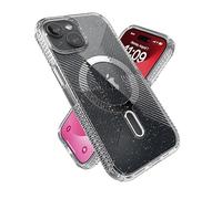 Speck iPhone 15 Case - ClickLock No-Slip Interlock, MagSafe Compatible, Drop Protection Grip - for iPhone 15, iPhone 14, iPhone 13-6.1 Inch Phone Case - Presidio Lux Grip Clear/Platinum Glitter