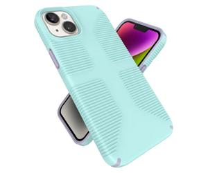 Speck iPhone 15 Plus & 14 Plus Case - Slim Phone Case, Drop Protection, Scratch Resistant & Anti Yellowing Case with No Slip Grip for iPhone, 6.7" Model - Pale Cyan/Lilac GemShell Grip Hard Case