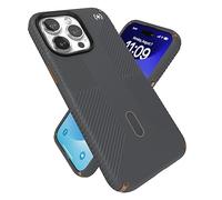 Speck iPhone 15 Pro Max Case - ClickLock No-Slip Interlock, MagSafe Compatible, Drop Protection Grip - Soft Touch 6.7 Inch Phone Case - Presidio2 Grip Charcoal Grey/Cool Bronze/White