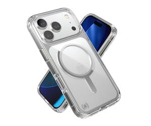 Speck Presidio Perfect Clear for iPhone 17 Pro Case, MagSafe-Compatible, Slim Protective Case, Clear/Clear/Silver