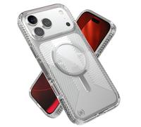 Speck Presidio Perfect Clear Grip for iPhone 17 Pro Max Case, MagSafe-Compatible, Slim Protective Case, Clear/Clear/Silver