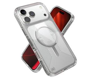 Speck Presidio Perfect Clear Grip for iPhone 17 Pro Max Case, MagSafe-Compatible, Slim Protective Case, Clear/Clear/Silver