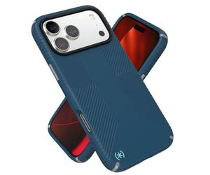 Speck PRESIDIO2 Grip for iPhone 17 Pro Max Case, MagSafe-Compatible, Slim Protective Case, DEEP SEA/Silver Metallic/Spell Blue