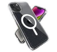 Speck Products Gemshell Glitter iPhone 14 Plus Case, Compatible with MagSafe, Clear/Clear W/Platinum Glitter