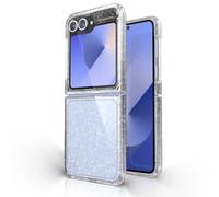 Speck Samsung Galaxy Z Flip 6 Case | Slim & Foldable | 13-Foot Drop Protection with Raised Bezel | Anti-Yellowing Phone Case w/Wireless Charging | Presidio Clear/Gold Glitter Clear/Gold Glitter