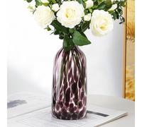 Speckled Glass Vase, Fancy Handmade Glass Leopard Print Vase for Decor, Table Top Abstract Mouth-Blown Splash Vase, Artisanal Tortoise Shell Effect Vase, Hand Blown Art Stained Glass Vases