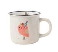 Speckled Owl Ceramic Mug 390ml Cute Speckled Coffee & Tea Cup Glossy Finish Gift Mug for Animal Lovers, Hot Cocoa or Daily Use Assorted Designs (Pink Owl)