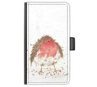 Speckled Robin For Huawei P Phones, P Smart, P9, P20, P30, P40 Pro, Lite, Leather Side Flip Wallet Phone Case, Watercolour Art Print Phone Cover