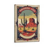 SPECLLY Greetings from Arizona USA Vintage Travel Retro Poster Vintage Aesthetic Canvas Painting Wall Art For Living Room 16x24inch(40x60cm) Frame-style
