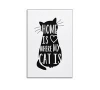 SPECLLY HOME IS WHERE MY CAT IS Poster Vintage Aesthetic Canvas Painting Wall Art For Living Room 16x24inch(40x60cm) Unframe-style