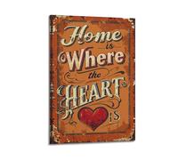 SPECLLY Home Is Where Your Heart Is Poster Vintage Aesthetic Canvas Painting Wall Art For Living Room 24x36inch(60x90cm) Frame-style