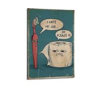 SPECLLY I Hate My Job Oh Please Funny Toilet Retro Poster Vintage Aesthetic Canvas Painting Wall Art For Living Room 20x30inch(50x75cm) Frame-style