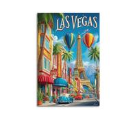SPECLLY Las Vagas Colourful Street Scene Poster Vintage Aesthetic Canvas Painting Wall Art For Living Room 24x36inch(60x90cm) Unframe-style