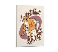 SPECLLY LET THAT SHIT GO GINGER CAT TOILET Poster Vintage Aesthetic Canvas Painting Wall Art For Living Room 12x18inch(30x45cm) Frame-style