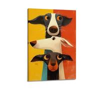 SPECLLY Whimsical Dog Trio Poster Vintage Aesthetic Canvas Painting Wall Art For Living Room 12x18inch(30x45cm) Frame-style