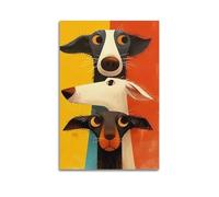 SPECLLY Whimsical Dog Trio Poster Vintage Aesthetic Canvas Painting Wall Art For Living Room 24x36inch(60x90cm) Unframe-style