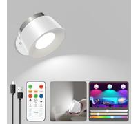 Speclux Battery Operated Wall Lights, LED Rechargeable Wall Lights Indoor, 3500mAh Magnetic Wall Lamp with Remote, 3 Color Temperatures & 13 RGB & Dimmable 360° Free Rotation Sconces Wall Lighting