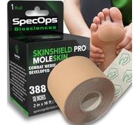 SpecOps Biosciences Thin Athletic Moleskin for Blister Prevention - Military-Grade Foot Protection for Hiking, Running & Training - Long-Lasting, Low-Profile Comfort