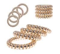 Specora - Classic Spiral Hair Scrunchie Gold Metallic - 5 cm - Pack of 4 - TPU - Telephone Cable Scrunchie - No Pulling & Tangling - No Kinks - Gentle on Hair