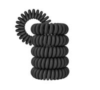 Specora - Classic Spiral Hair Scrunchie Matte Black - 4 cm - Pack of 5 - TPU - Telephone Cable Scrunchie - No Pulling & Tangling - No Kinks - Gentle on Hair