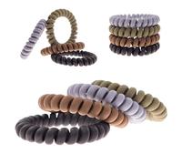 Specora - Classic Spiral Hair Scrunchie Mix Set - Matte Black - Brown - Olive - Grey - 5 cm - Pack of 4 - TPU - Phone Cable Scrunchie - No Pull & Tangle - No Kinks