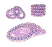 Specora - Classic Spiral Hair Scrunchie Purple Metallic - 5 cm - Pack of 4 - TPU - Telephone Cable Scrunchie - No Pulling & Tangling - No Kinks - Gentle on Hair