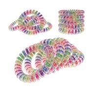 Specora - Classic Spiral Hair Scrunchie Rainbow - 5 cm - Pack of 5 - TPU - Phone Cable Scrunchie - No Pulling & Tangling - No Kinks - Gentle on Hair