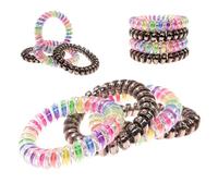 Specora - Classic Spiral Hair Scrunchie Rainbow Anthracite - 5 cm - Pack of 4 - TPU - Phone Cable Scrunchie - No Pulling & Tangling - No Kinks - Gentle on Hair
