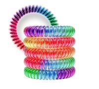 Specora - Classic Spiral Hair Scrunchie Rainbow Colourful - 5 cm - Pack of 5 - TPU - Phone Cable Scrunchie - No Pulling & Tangling - No Kinks - Gentle on Hair